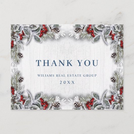 クリスマスホリー素朴ベリ企業のーありがとう ポストカード (正面)
