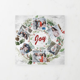 クリスマスホリー素朴樺の木バーク数々のフォト 三つ折りクリスマスカード