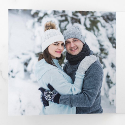 クリスマスホリー素朴樺の木バーク数々のフォト 三つ折りクリスマスカード (内部最初)