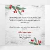 クリスマスホリー素朴樺の木バーク数々のフォト 三つ折りクリスマスカード (内部中)