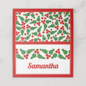 クリスマスホリー縁どベリー折り曲げ護衛 プレイスカード (外部開封)