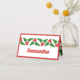 クリスマスホリー縁どベリー折り曲げ護衛 プレイスカード
