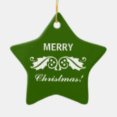 クリスマスホリー葉ズ セラミックオーナメント (正面)