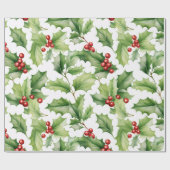クリスマスホリー葉ズ ラッピングペーパー (フラット)