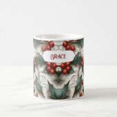 クリスマスホリー装飾パターン名マグカップ コーヒーマグカップ (中央)