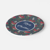 クリスマスホリー離れグリーンの、赤い果実、弓 ペーパープレート (アングル)