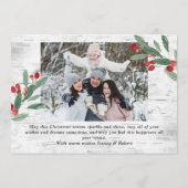 クリスマスホリー2枚の写真コラージュの樹皮 シーズンカード (裏面)