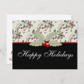 クリスマスホリー2 – カスタマイズ可能な休日はがき シーズンポストカード (正面/裏面)