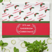 クリスマスホリー キッチンタオル (折り畳み)