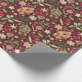 クリスマスホリー、スノーフレークCookie、キャンディカン ラッピングペーパー (角)
