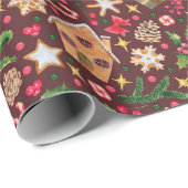 クリスマスホリー、スノーフレークCookie、キャンディカン ラッピングペーパー (ロールコーナー)