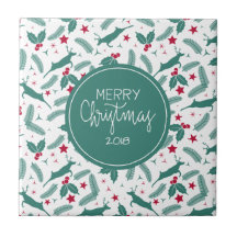 クリスマスホリー&ディアメリークリスマスタイポグラフィ