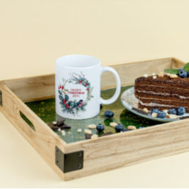 クリスマスホリー&ブルフィンチリース コーヒーマグカップ