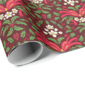 クリスマスホリー&ベリー、結び付きレッドボウ ラッピングペーパー (ロールコーナー)