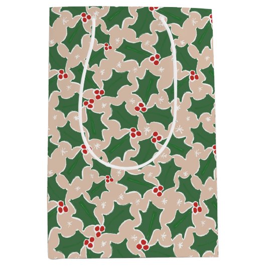 クリスマスホリー ミディアムペーパーバッグ (正面)