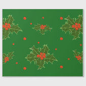 クリスマスホリー ラッピングペーパー (フラット)