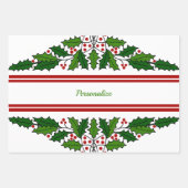 クリスマスホリー&レッドベリークリスマスズホリデー ラッピングペーパーシート (正面2)