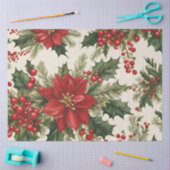 クリスマスホリー&レッドベリーティッシュペーパー 薄葉紙 (クラフト)
