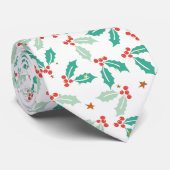 クリスマスホリー&レッドベリーパターン ネクタイ (ロール)