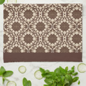 クリスマスホリー、ヴィンテージクリーム&ブラウン キッチンタオル (折り畳み)