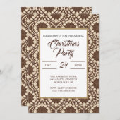 クリスマスホリー、ヴィンテージクリーム&ブラウン 招待状 (正面/裏面)