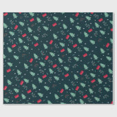 クリスマスホリー、木とハート ラッピングペーパー (フラット)