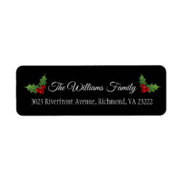 クリスマスホリー – 編集可能な色 – 差出人住所 ラベル