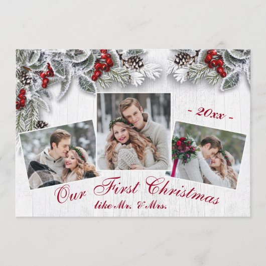 クリスマスホリ素朴ー写真ホリデーグリーティングカード シーズンカード (正面)