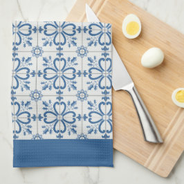 クリスマスホリ葉ーの花びらと花のタイル キッチンタオル