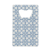 クリスマスホリ葉ーの花びらと花のタイル クレジットカード栓抜き (正面)