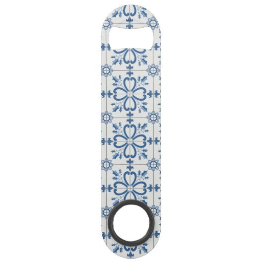 クリスマスホリ葉ーの花びらと花のタイル スピード栓抜き (正面)