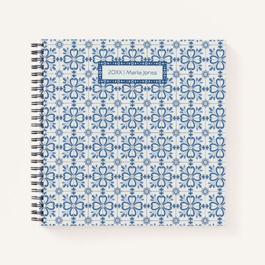 クリスマスホリ葉ーの花びらと花のタイル ノートブック (正面)