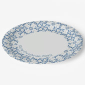 クリスマスホリ葉ーの花びらと花のタイル ペーパープレート (アングル)