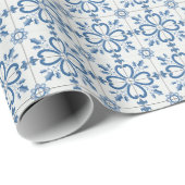 クリスマスホリ葉ーの花びらと花のタイル ラッピングペーパー (ロールコーナー)