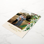 クリスマスホリ葉ーズとベリー箔フォトカード 箔シーズンカード (回転した状態)