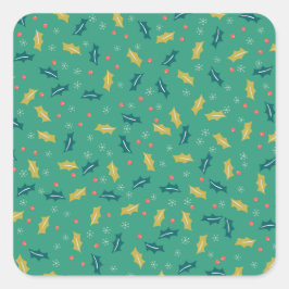 クリスマスホリ葉ーズ&ベリー雪片 スクエアシール