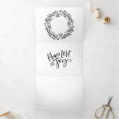 クリスマスホリ葉ーズ&ベリー雪片 三つ折りクリスマスカード (内部)