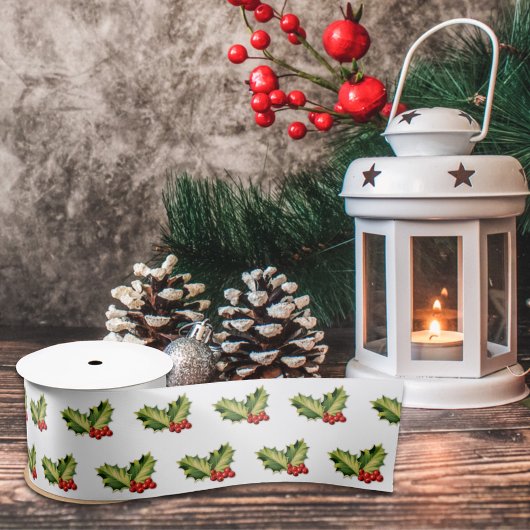 クリスマスホリ葉ーズ&ベリー サテンリボン