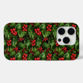 クリスマスホリ離れーズと赤い果実のパターン Case-Mate iPhoneケース (裏面 (横))