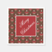 クリスマスホリ離れーズ、レッドベリー、レッドボウ スタンダードカクテルナプキン (正面)