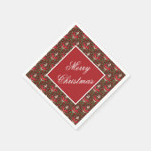 クリスマスホリ離れーズ、レッドベリー、レッドボウ スタンダードカクテルナプキン (角)