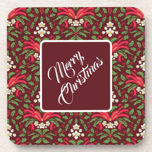 クリスマスホリ離れーズ&レッドボックス付きベリー コースター (正面)