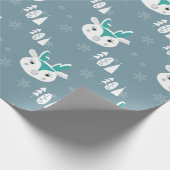 クリスマスホワイトかわいいトナカイ ラッピングペーパー (角)