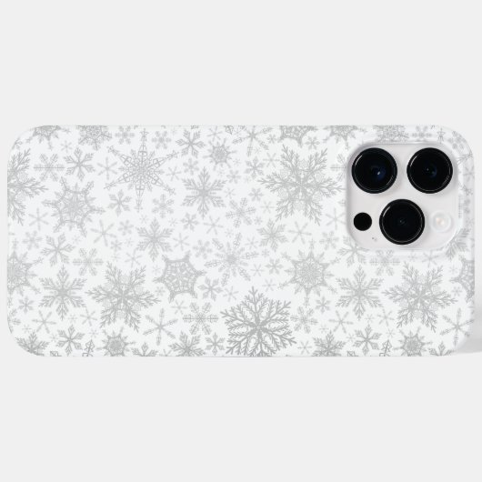 クリスマスホワイトとシルバーのグレーの雪 Case-Mate iPhoneケース (裏面 (横))