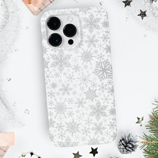 クリスマスホワイトとシルバーのグレーの雪 Case-Mate iPhoneケース