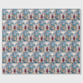 クリスマスホワイトの拍手を受けた馬 ラッピングペーパー (フラット)