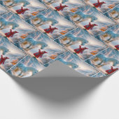 クリスマスホワイトの拍手を受けた馬 ラッピングペーパー (角)