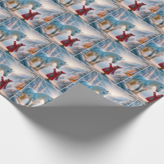クリスマスホワイトの拍手を受けた馬 ラッピングペーパー (角)