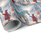 クリスマスホワイトの拍手を受けた馬 ラッピングペーパー (ロールコーナー)