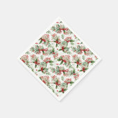 クリスマスホワイトの花と赤い果実 スタンダードカクテルナプキン (角)